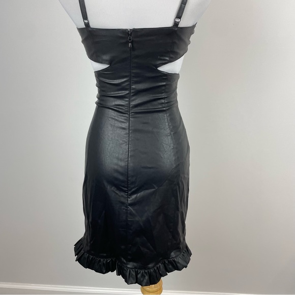 House Of CB Thalia Vegan Leather Ruffle Hem Mini Dress Size XSmall - Picture 8 of 11